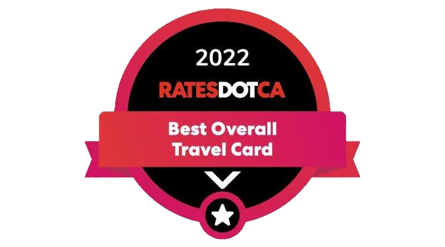 Rates.ca Best Overall Travel Credit Card 2022 logo.
