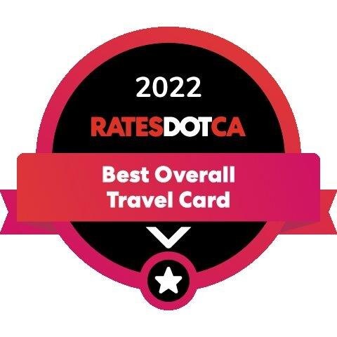 Rates.ca Best Overall Travel Credit Card 2022 logo.