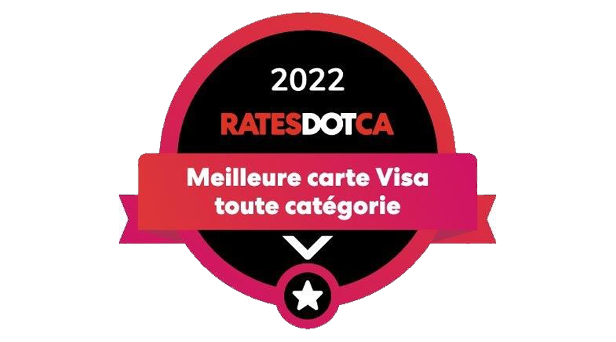Logo du prix Rates.ca Meilleure carte Visa en général en 2024.