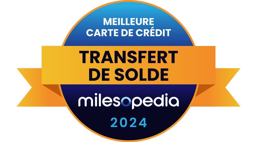 Logo du prix Milesopedia 2024 de la meilleure carte de crédit transfert de solde.