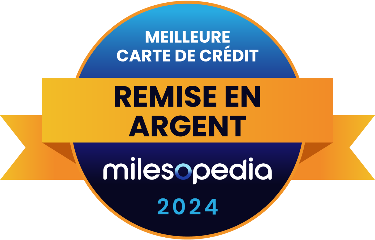 Logo du prix Milesopedia 2024 de la meilleure carte de crédit remise en argent.