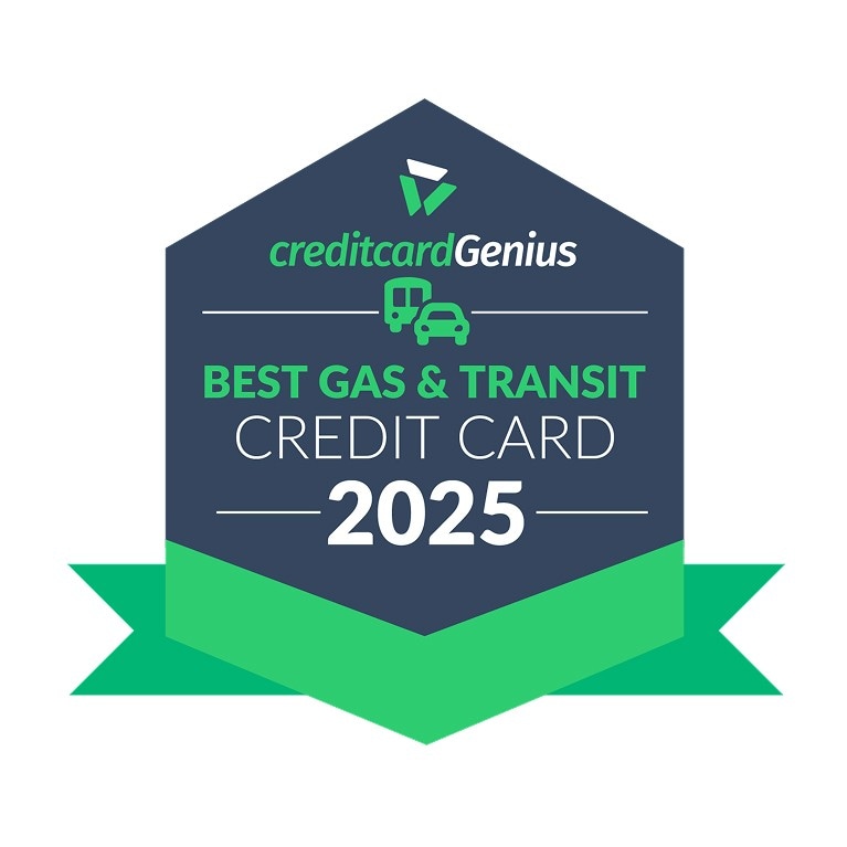  Best Gas and Transit Credit Card 2025 creditcardGenius award logo.