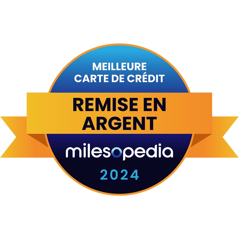   Logo du prix Milesopedia 2024 de la meilleure carte de crédit avec remise en argent.