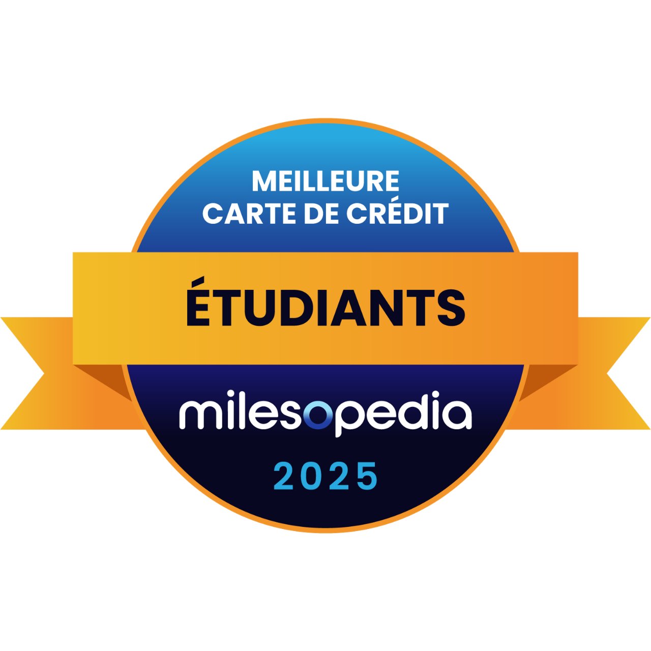 Logo du prix Milesopedia 2025 de la meilleure carte de crédit pour étudiants.
