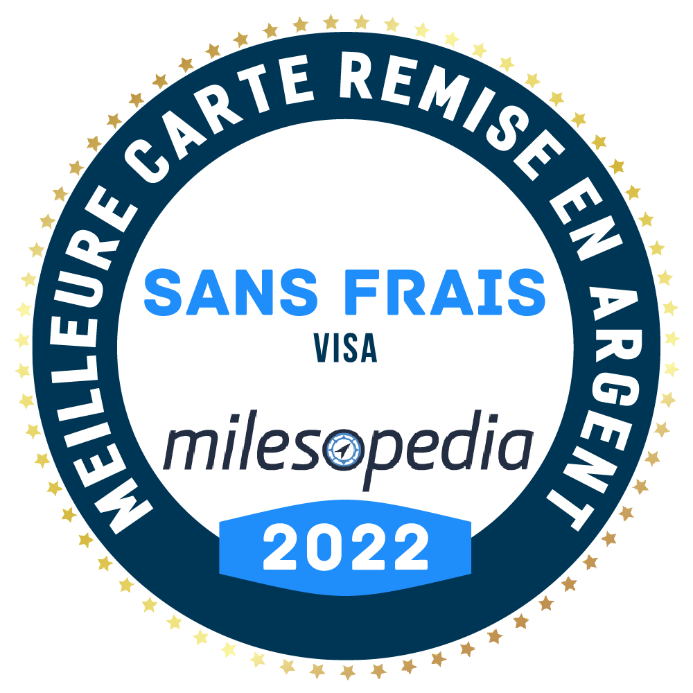 Logo de la meilleure carte de crédit Visa avec remise en argent sans frais annuels en 2022 selon Milesopedia.