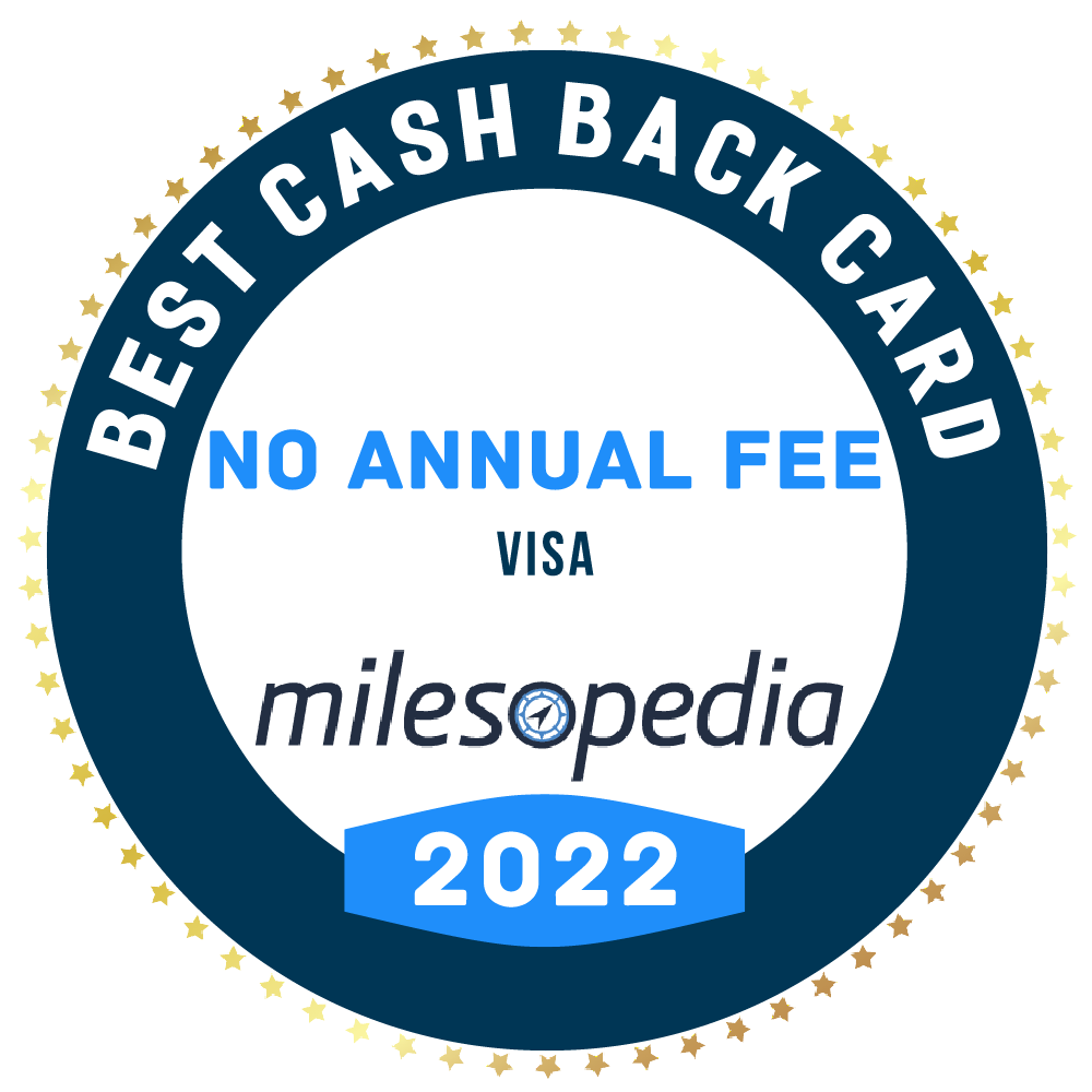 Milesopedia Best Visa Cash Back Credit card with No Annual Fee 2022 logo.