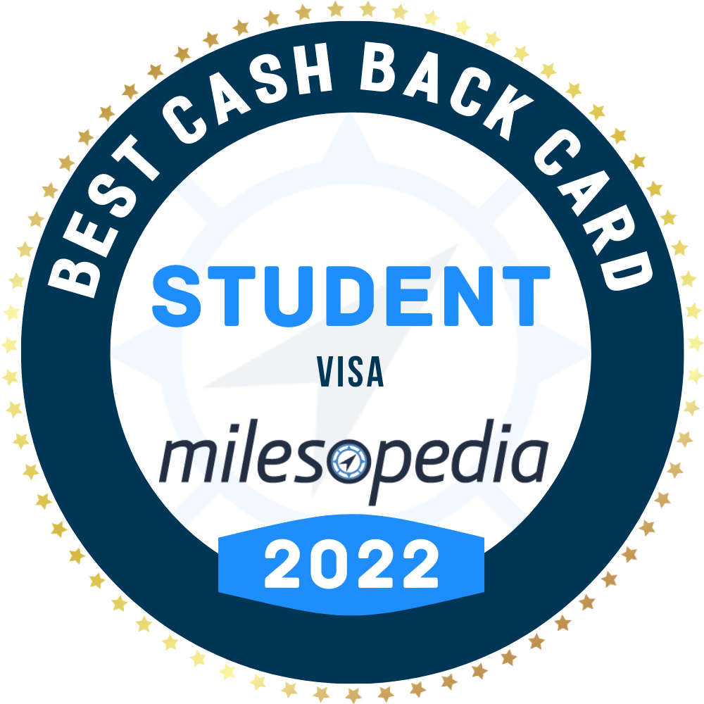  2022 best students cash back visa card Milesopedia logo.