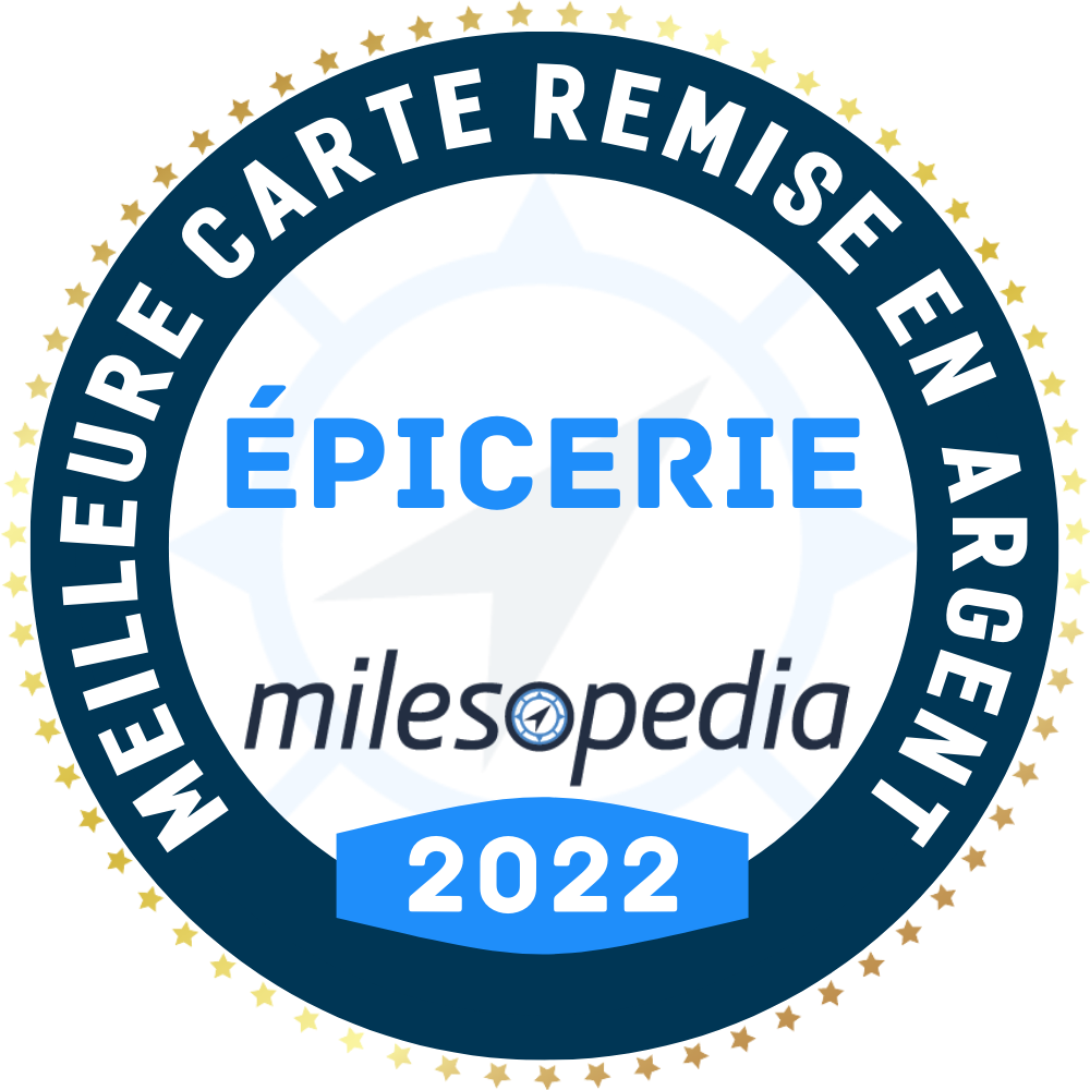 Logo du prix Milesopedia de la Meilleure carte remise en argent 2022 dans la catégorie Épicerie.