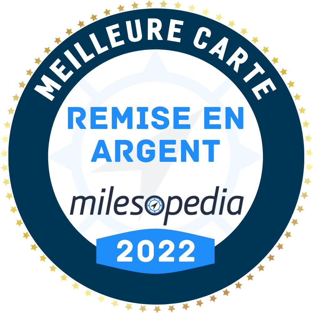 Logo du prix Milesopedia de la Meilleure carte remise en argent 2022.