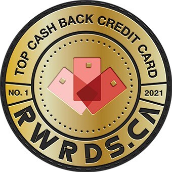 Top Cash Back Credit Card 2021 Rewards.ca award logo.