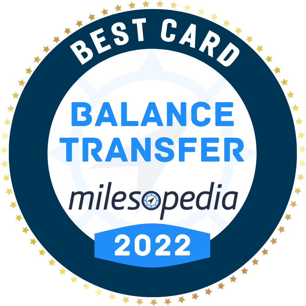 Best Balance Transfer Card Milesopedia 2022 award logo.