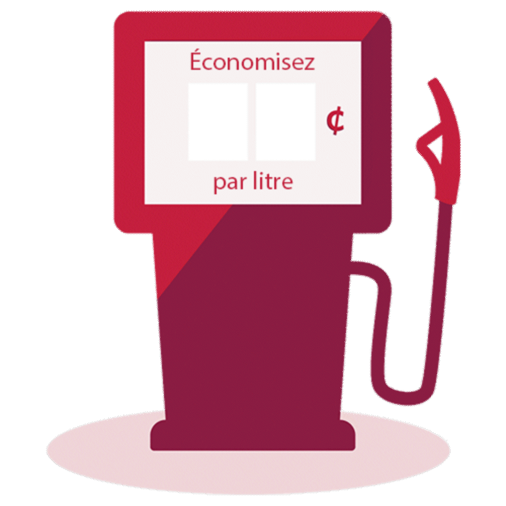 Pompe à essence affichant des économies de 15 cents par litre.