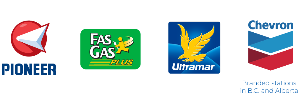 Pioneer, Fas Gas, Ultramar, and Chevron logos