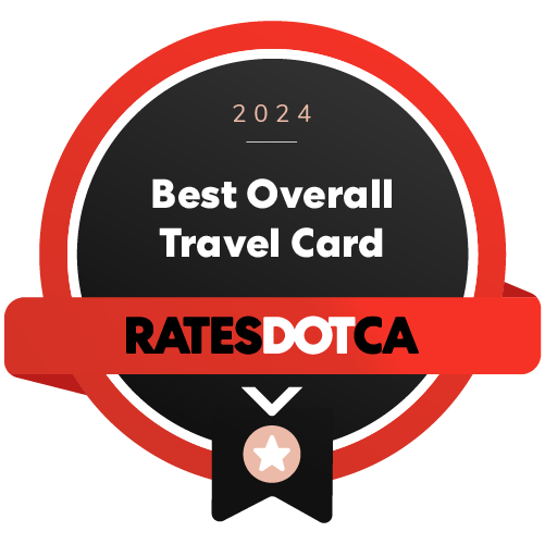 2024 Best Overall Travel Card Rates.ca award logo.