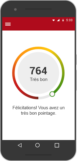Un téléphone intelligent affiche un pointage de crédit