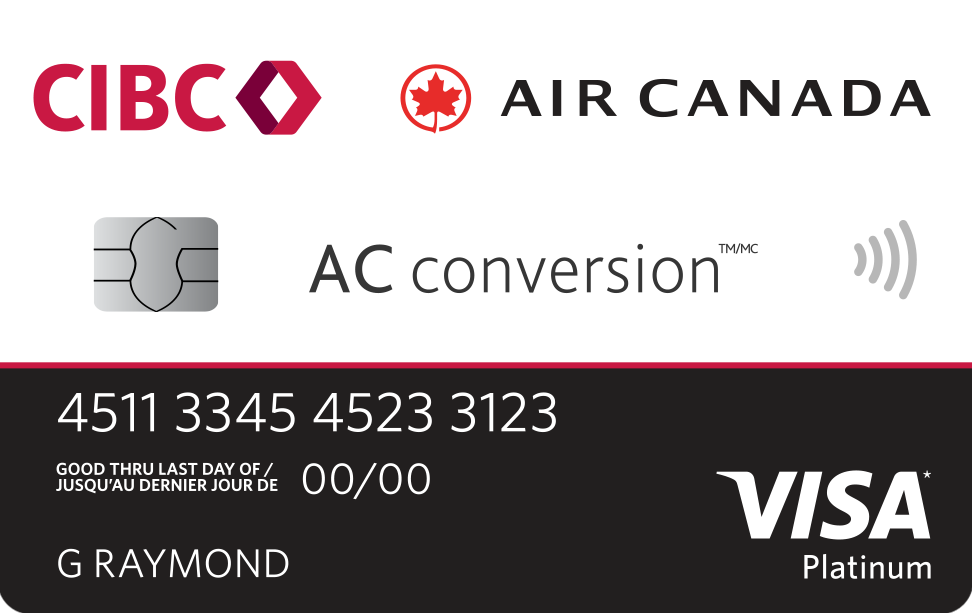 Carte Visa prépayée CIBC Air Canada AC conversion.