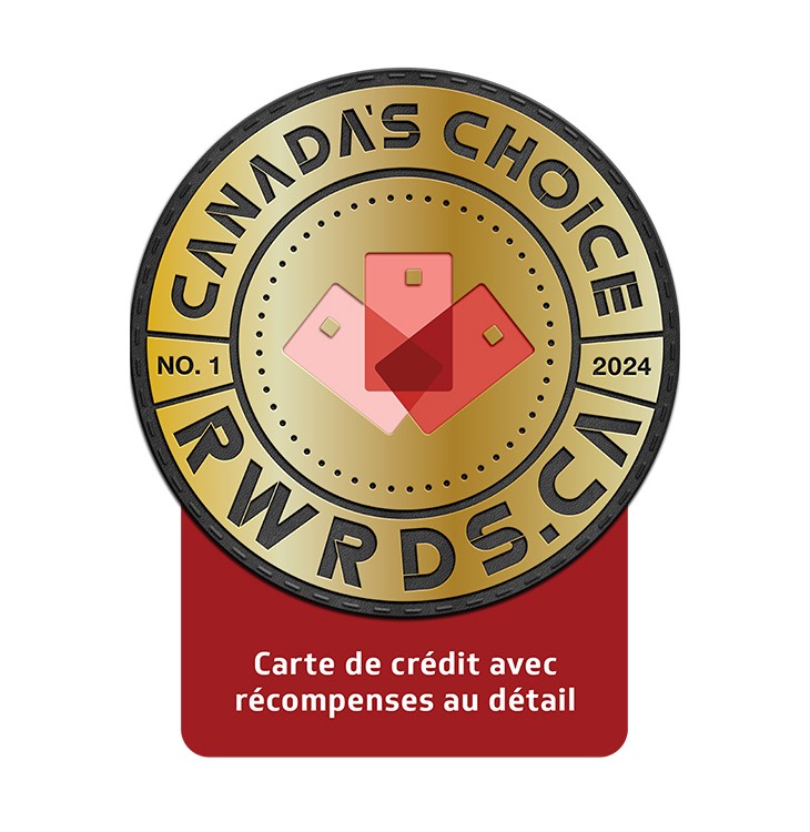  Logo Meilleure carte de crédit avec récompenses au détail en 2025 selon Rewards Canada.