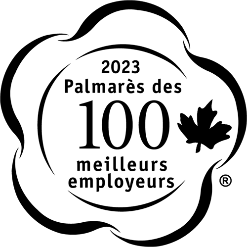  Logo du Palmarès des 100 meilleurs employeurs au Canada, 2023.