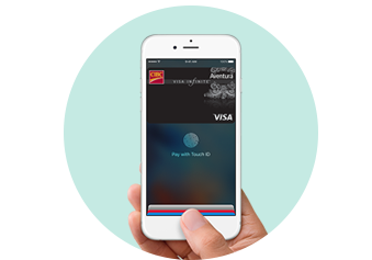 An iPhone with Apple Pay on the screen