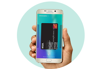 A Samsung phone with Samsung Pay on the screen