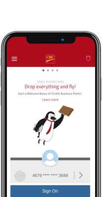 Mobile Banking App sign on page