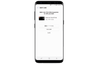 Samsung phone displaying card verification process