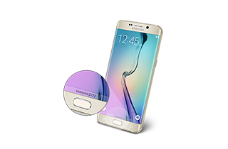 Photo d'un téléphone Samsung avec un gros plan du bouton d'accueil