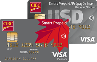 A CIBC Smart Prepaid Visa Card and a CIBC Smart Prepaid Travel Visa Card in U.S. Dollars