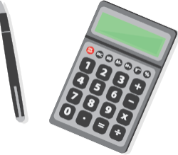 Illustration of a pen and calculator