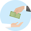 Un billet de banque passe de main en main