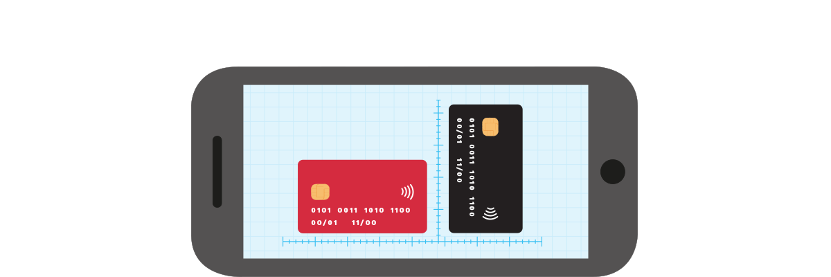 Image of cards being measured
