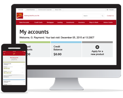 Smartphone and desktop computer accessing CIBC Online and Mobile Banking