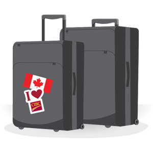 Foreign Workers Graphic Of Luggage With Canadian Flag And I Love Cibc Sticker