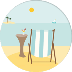 Illustration of beach chair overlooking ocean