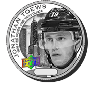 Jonathan Toews hockey collector coin in high relief silver finish
