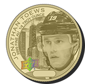 Jonathan Toews hockey coin in gold finish