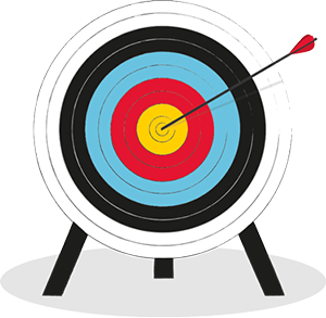 Arrow hitting the centre of a target