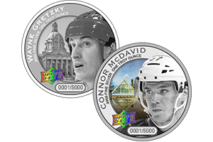 Pièces à l’effigie de Connor McDavid et de Wayne Gretzky