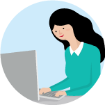 A woman purchasing precious metals from a desktop computer.