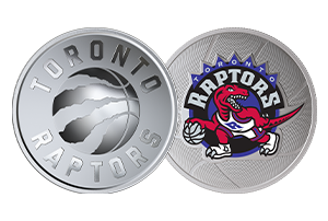 Limited edition silver Toronto Raptors coins.