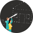 Deux personnes regardent un ciel étoilé à travers un télescope.