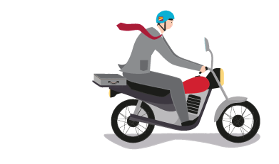 A CIBC Mortgage Advisor drives by on a moped.