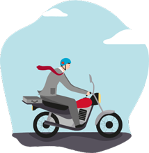 Illustration of a mobile mortgage advisor on a motorcycle
