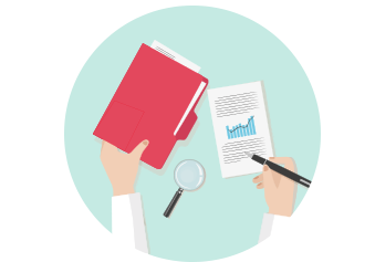 Person with a file folder and documents
