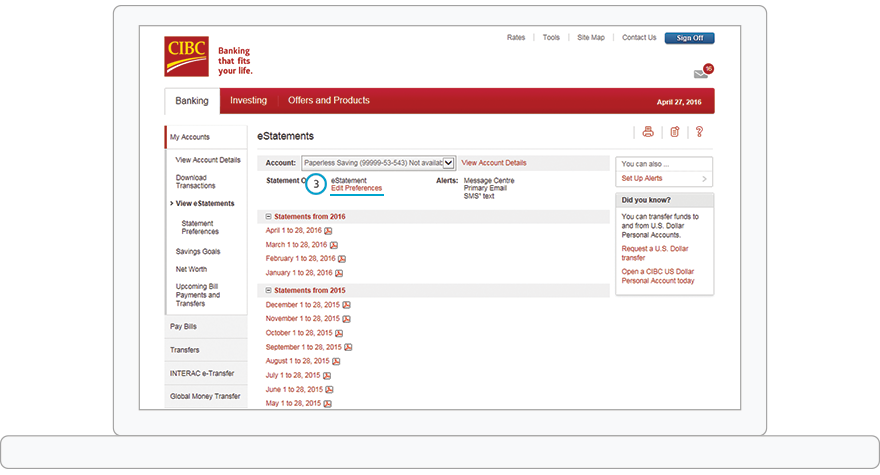 Estatements Go From Paperwork To Paperless Cibc Cibc Estatements Page