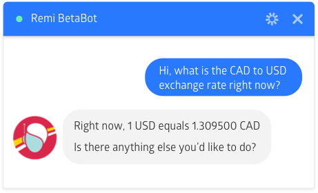 Cibc Global Money Transfer Cibc - client chats with remi betabot about gmt exchange rates