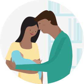 Un jeune couple avec un bébé