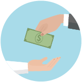 Person handing cash to another person