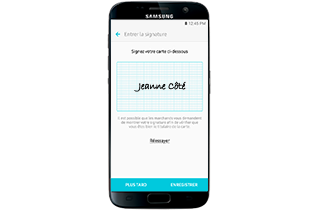 Photo d'un téléphone affichant une signature virtuelle