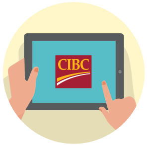 Un client ouvre l’Application Services bancaires mobiles CIBC sur sa tablette.